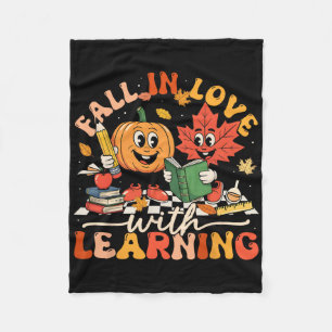 Retro Herfst Verliefd Worden Op Leren Pompoen Onde Fleece Deken