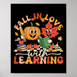 Retro Herfst Verliefd Worden Op Leren Pompoen Onde Poster