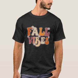 Retro Herfst Vibes Daisy Flowers Happy Thank T-shirt