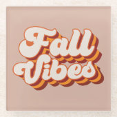 Retro Herfst Vibes Glazen Onderzetter (Voorkant)