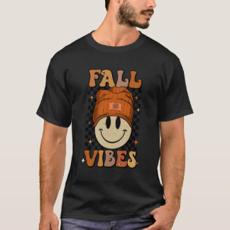 Retro Herfst Vibes Grappige Smile Herfst Herfst Ki T-shirt