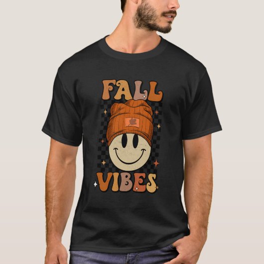 Retro Herfst Vibes Grappige Smile Herfst Herfst Ki T-shirt (Voorkant)