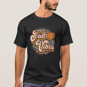 Retro Herfst Vibes Leopard Pumpkin Happy Thanksgiv T-shirt