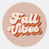 Retro Herfst Vibes Ronde Sticker (Voorkant)