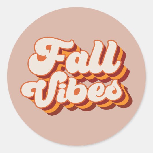 Retro Herfst Vibes Ronde Sticker (Voorkant)