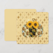 Retro Herfst Zonnebloem Pompoen Platte Kaart (Voorkant / Achterkant)