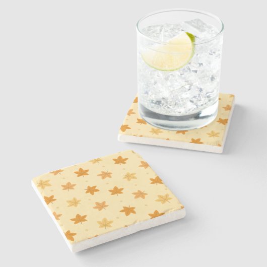 Retro  herfstbladpatroon stenen onderzetter (Zijkant)