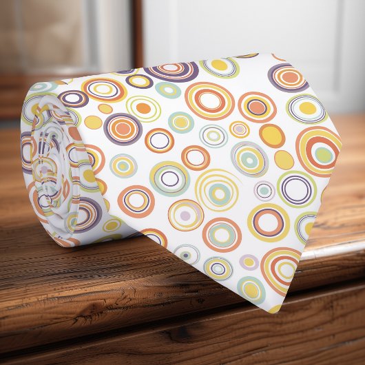 Retro Herfstcirkels Stropdas