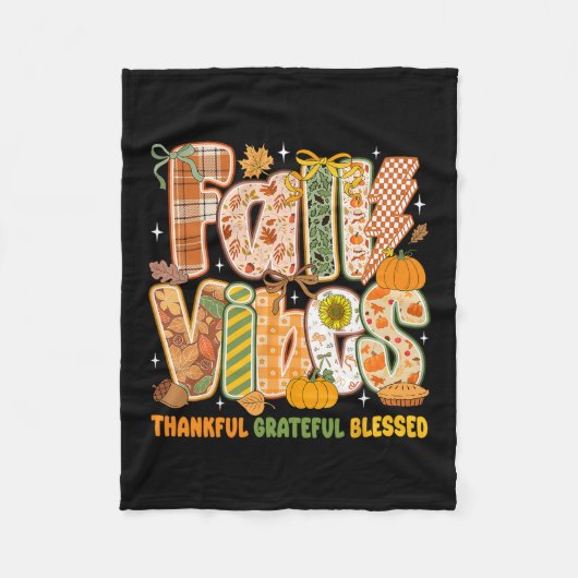 Retro herfststemming dankbaar gezegend herfst fleece deken (Voorkant)