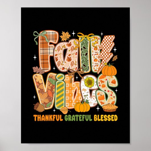 Retro herfststemming dankbaar gezegend herfst poster (Voorkant)