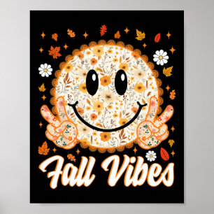 Retro herfststemming glimlach gezicht Thanksgiving Poster