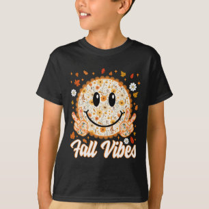 Retro herfststemming glimlach gezicht Thanksgiving T-shirt