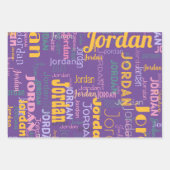 Retro Herhalende Naam Kleuren Roze Paarse Geel Inpakpapier Vel (Voorkant 3)