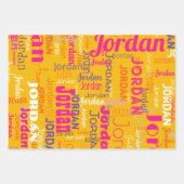 Retro Herhalende Naam Kleuren Roze Paarse Geel Inpakpapier Vel (Voorkant 2)