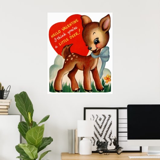 Retro hert Holiday Valentijn poster (Thuiskantoor)