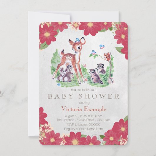 Retro Herten Baby Shower Kaart (Voorkant)