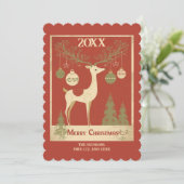Retro Herten Scandinavische Stijl Feestdagenkaart (Staand voorkant)