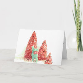 Retro Herten van Kerstmis Feestdagen Kaart
