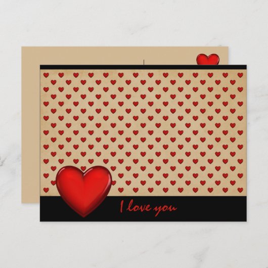 Retro-Herzen - Ik hou van je * Briefkaart (Voorkant / Achterkant)