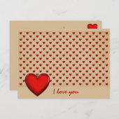 Retro-Herzen - Ik hou van je Briefkaart (Voorkant / Achterkant)