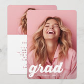 RETRO HET AFSTUDEREN COLLEGE Twee Foto AFSTUDEREN Aankondiging (Voorkant / Achterkant)