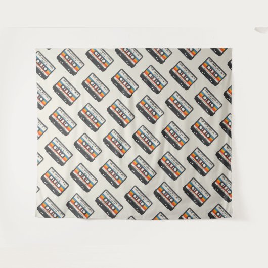 Retro Het Grootste Succes Cassette Patroon Bruilof Wandkleed (Voorkant (horizontaal))