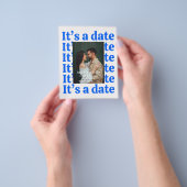 Retro Het Is Een Datum Foto Huwelijk Bewaar De Dat Flyer (Hand)