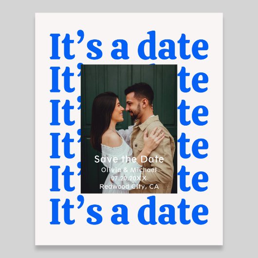 Retro Het Is Een Datum Foto Huwelijk Bewaar De Dat Flyer