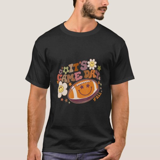 Retro Het is Game Day Hippie American Football Hap T-shirt (Voorkant)