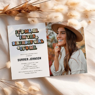 Retro Het is Ik Verjaardag Meisje Foto Kaart