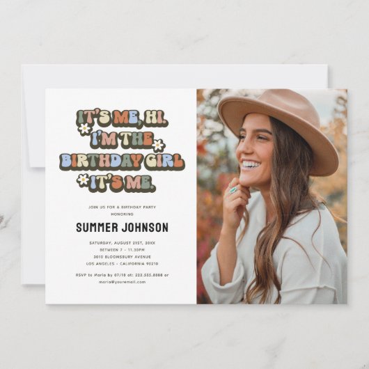 Retro Het is Ik Verjaardag Meisje Foto Kaart (Voorkant)