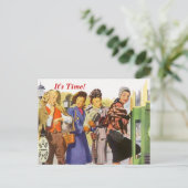 Retro Het is tijd. Briefkaart Benoemingsherinnerin (Staand voorkant)