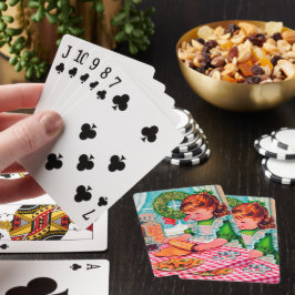 retro het klassieke kerstbakmeisje pokerkaarten