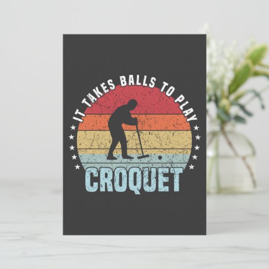 Retro het vergt bakken om Croquet te spelen Kaart (Staand voorkant)