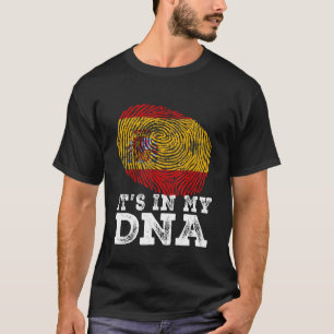 Retro het zit in mijn DNA Spanje vlag vingerafdruk T-shirt