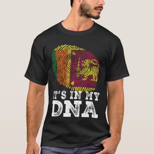 Retro het zit in mijn DNA Sri Lanka vlag vingerafd T-shirt (Voorkant)