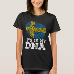 Retro het zit in mijn DNA Zweden vlag vingerafdruk T-shirt