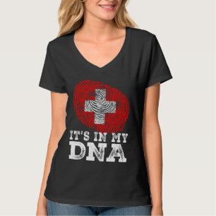 Retro Het zit in mijn DNA Zwitserland vlag vingera T-shirt