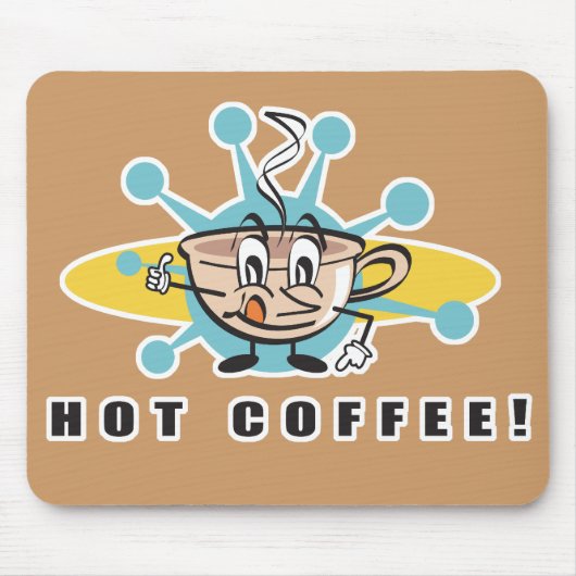 retro hete koffie ontwerp muismat (Voorkant)