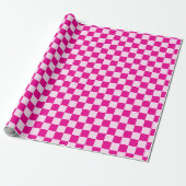 Retro hete roze tartan geruite kerst cadeaupapier (Uitgerold)
