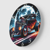 Retro hete staaf cruisen onder een levendige maanv grote klok (Hoek)