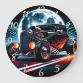 Retro hete staaf cruisen onder een levendige maanv grote klok (Voorkant)