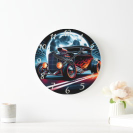 Retro hete staaf cruisen onder een levendige maanv grote klok