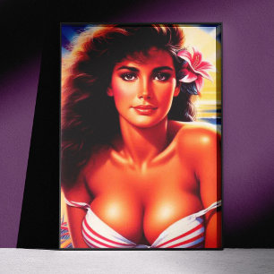 Retro hete zomermeisje perfect poster