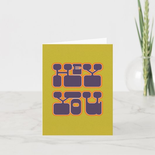 Retro Hey Je Paars Green Kaart (Voorkant)