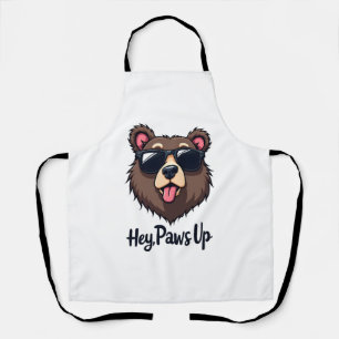 Retro Hey Paws Omhoog Beer met Zonnebril Grappige Schort