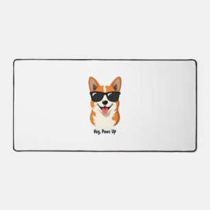Retro Hey, Paws Omhoog Corgi met Zonnebril Schatti Bureaumat