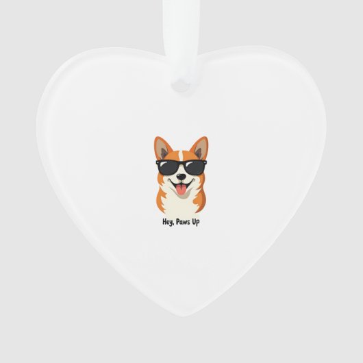 Retro Hey, Paws Omhoog Corgi met Zonnebril Schatti Ornament (voorkant)