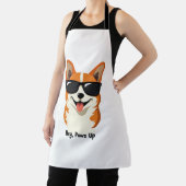 Retro Hey, Paws Omhoog Corgi met Zonnebril Schatti Schort (Insitu)