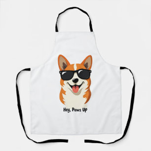 Retro Hey, Paws Omhoog Corgi met Zonnebril Schatti Schort